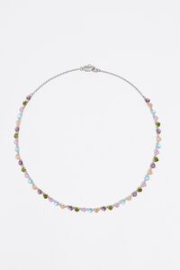 Collar corazones cristales multicolor plateado