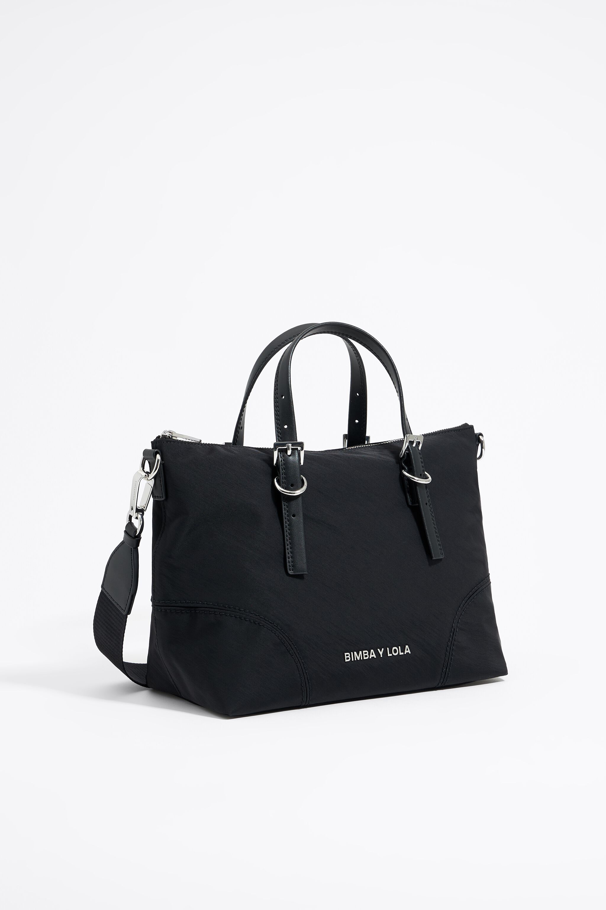 Bolso shopper mediano nylon negro