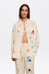 Camisa bodoques a contraste blanco roto Camisa bodoques a contraste blanco roto