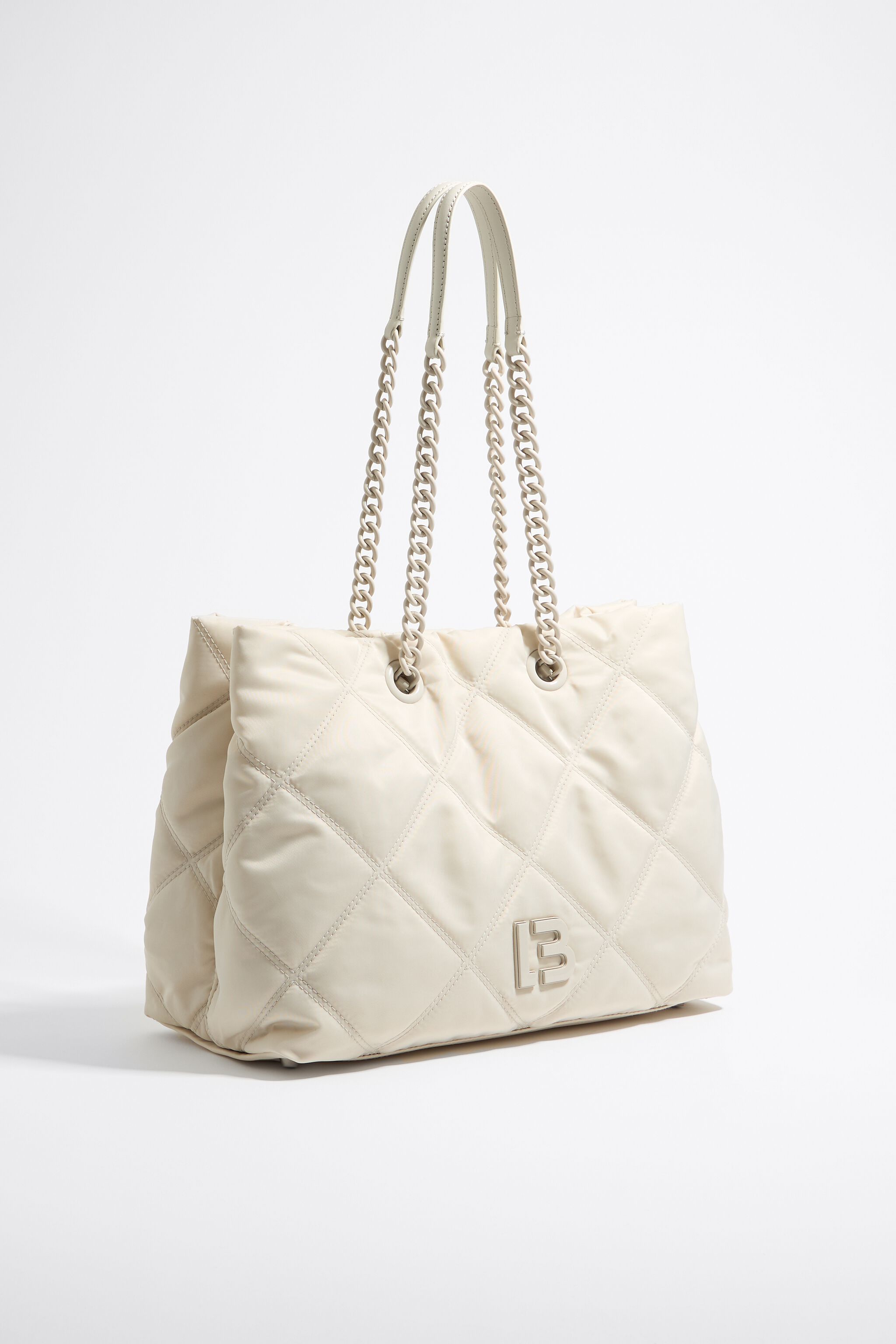 Bolso shopper grande nylon acolchado piedra