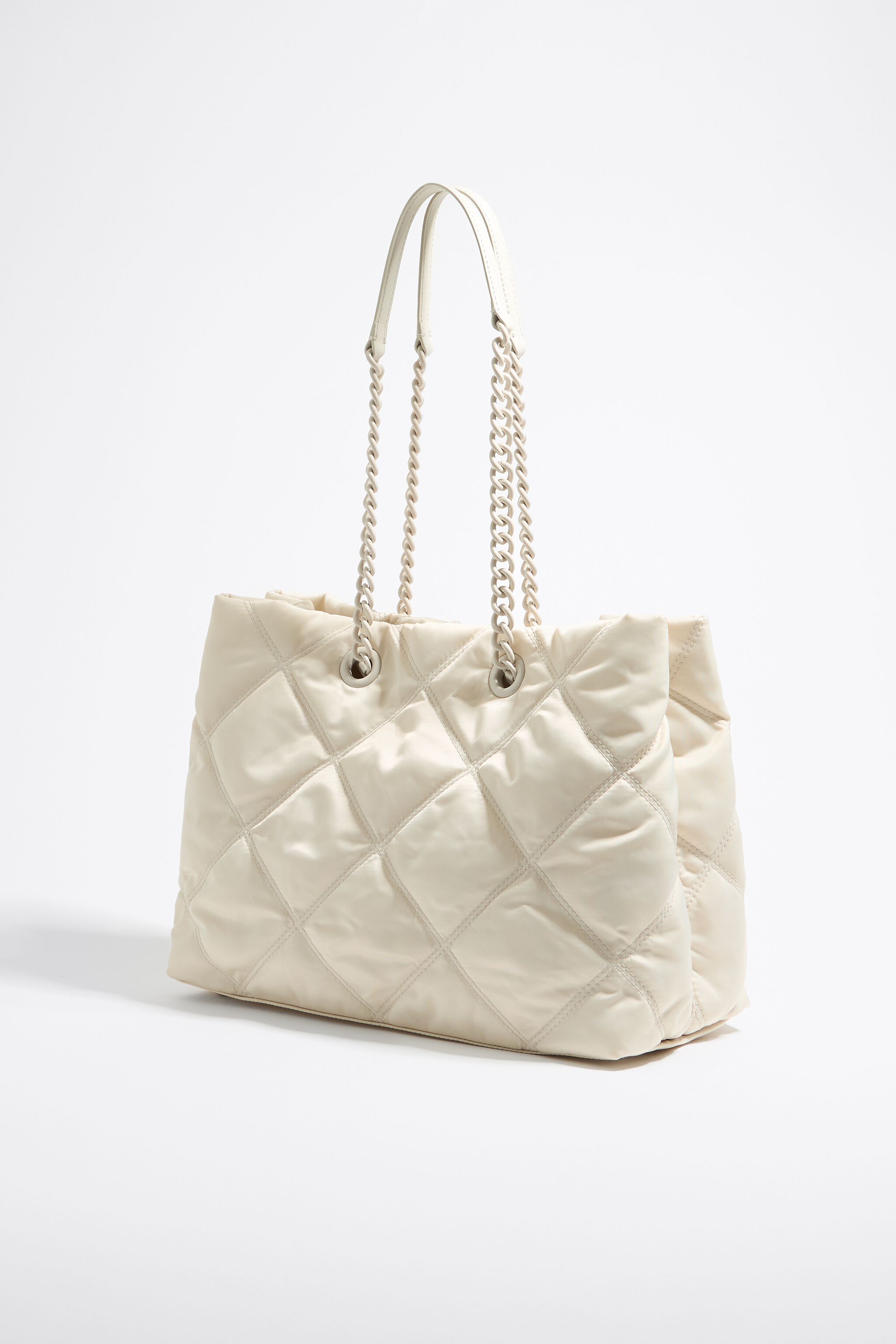 Bolso shopper grande nylon acolchado piedra