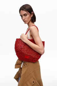 Bolso shopper mediano trenzado piel rojo