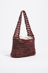 Bolso hobo mediano trenzado piel cereza oscuro