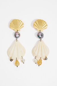 Pendientes conchas naturales y metal dorado envejecido