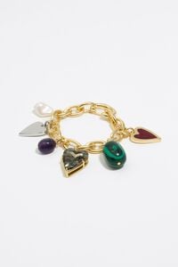 Pulsera cadena corazones dorada