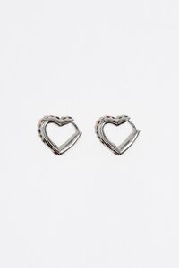 Pendientes de aro coraz&oacute;n cristales multicolores plateados