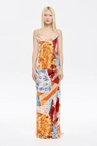 Vestido largo patchwork naranja