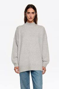 Jersey cuello alto gris claro