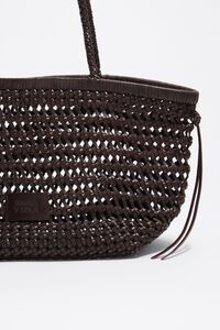 Bolso shopper grande trenzado piel marr&oacute;n oscuro
