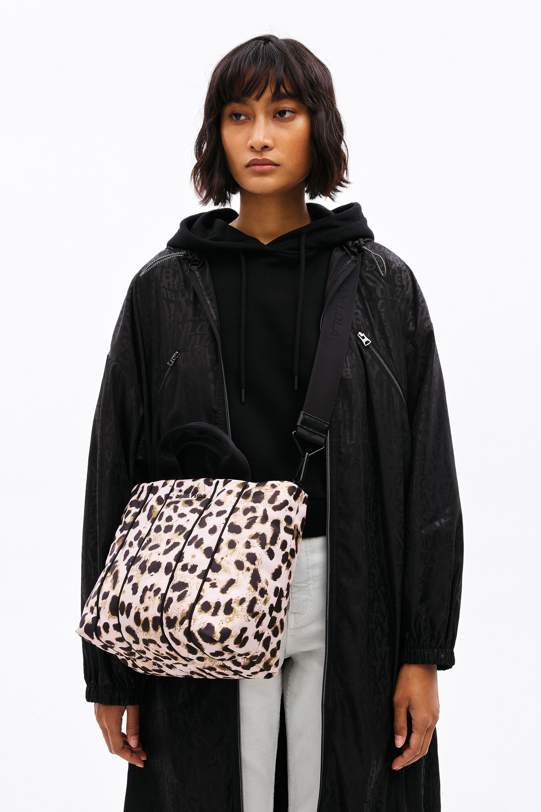 Bolso shopper M nylon acolchado Animal-Print