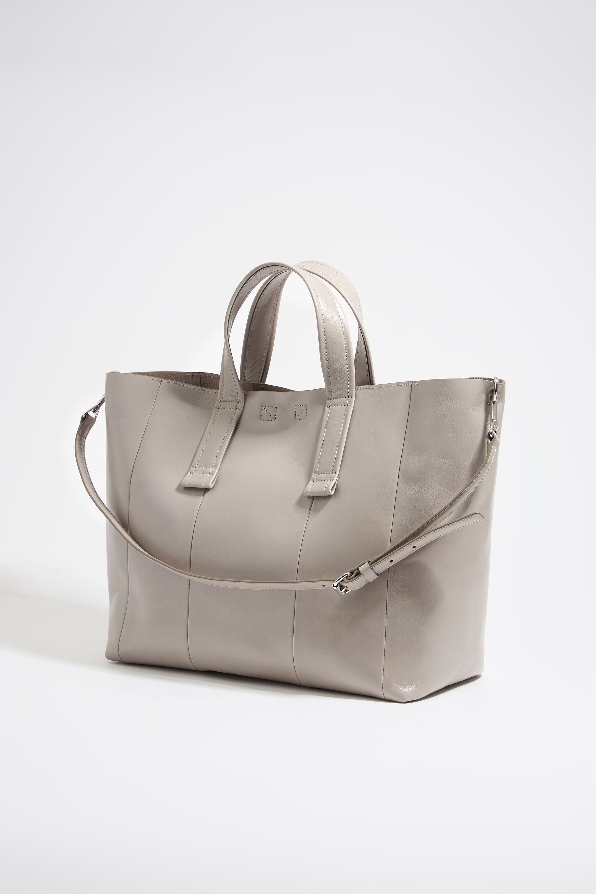 Bolso shopper grande piel gris verdoso