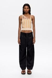 Pantalón barrel lino negro