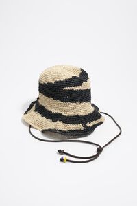 Gorro efecto rafia natural y negro