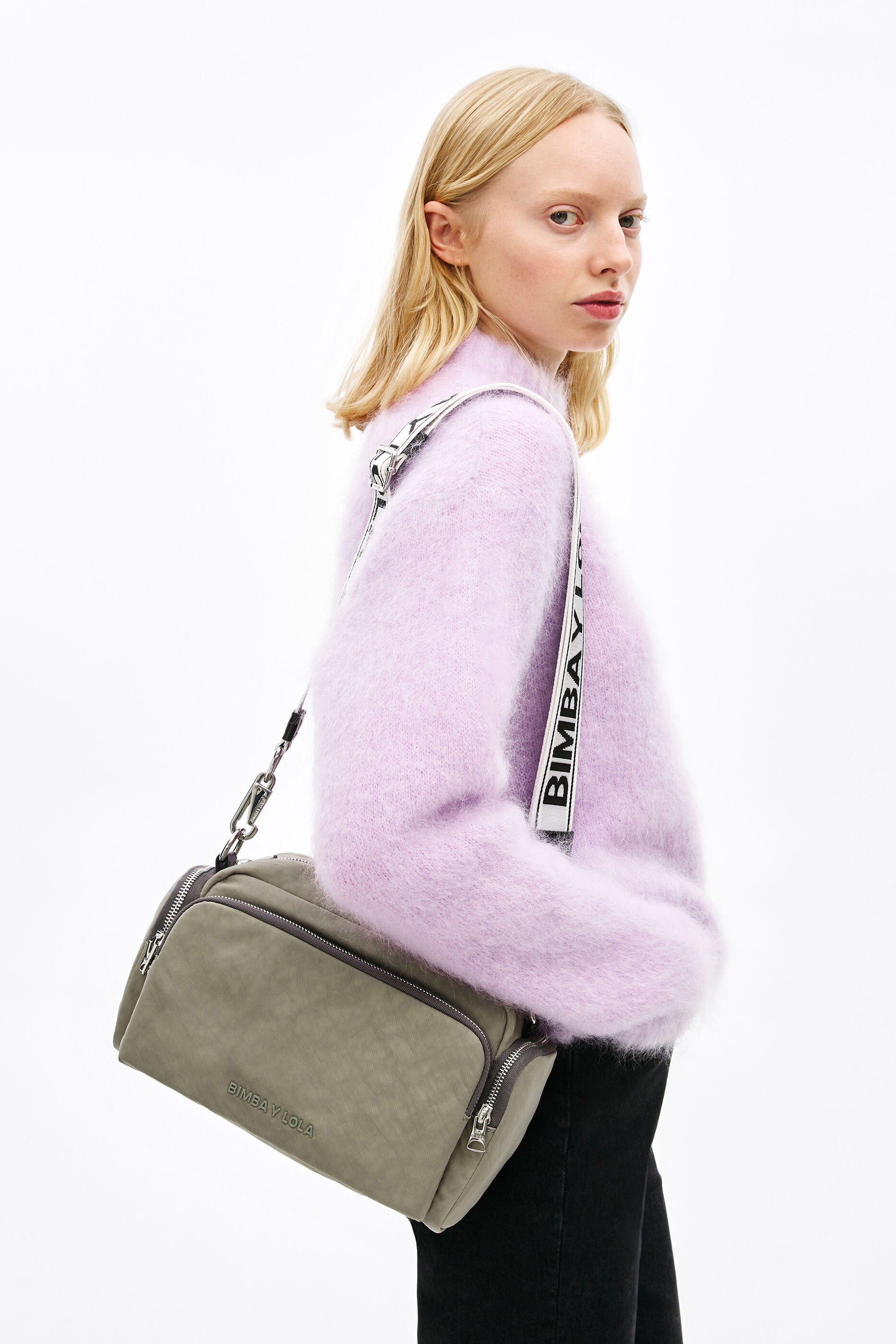 Bolso bandolera M nylon topo