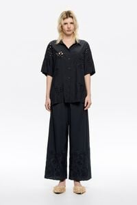 Pantalón recto bordados negro