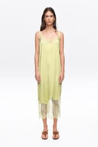 Vestido tirantes encajes Dots mini oliva