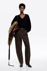 BARREL - Pantal&oacute;n denim Leopard Big marr&oacute;n oscuro