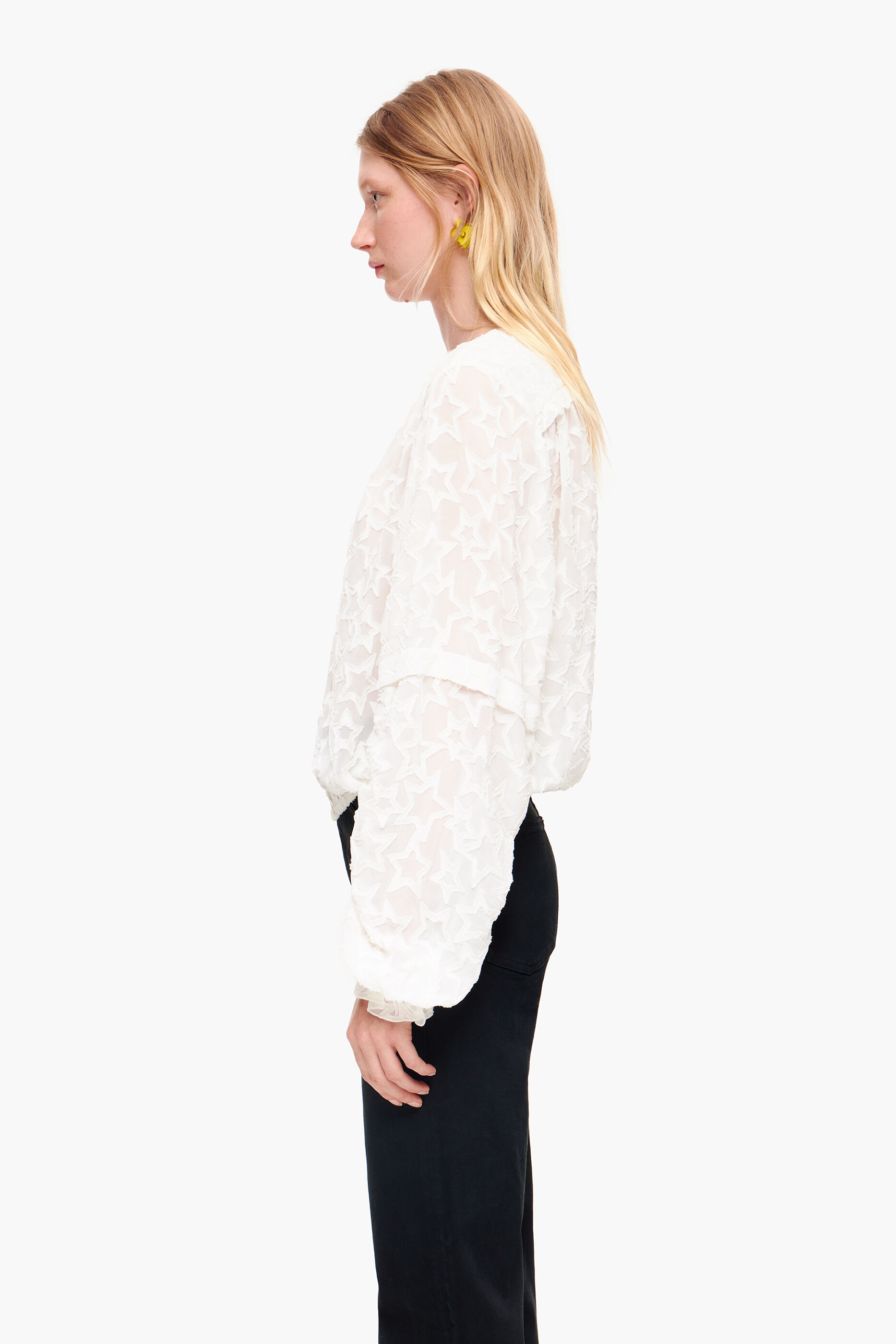 Blusa corta jacquard estrella
