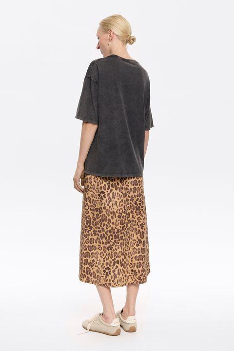 Falda denim línea A Leopard natural Falda denim línea A Leopard natural