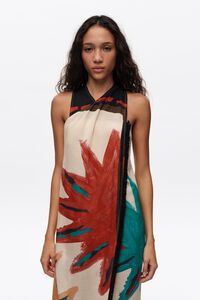 Vestido midi cruzado con flecos Sun positional