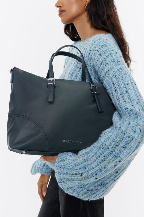 Bolso shopper grande nylon gris plomo Bolso shopper grande nylon gris plomo