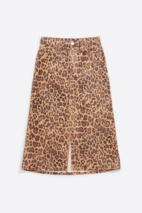 Falda denim línea A Leopard natural Falda denim línea A Leopard natural